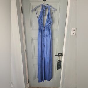 Blue Halter Jumpsuit